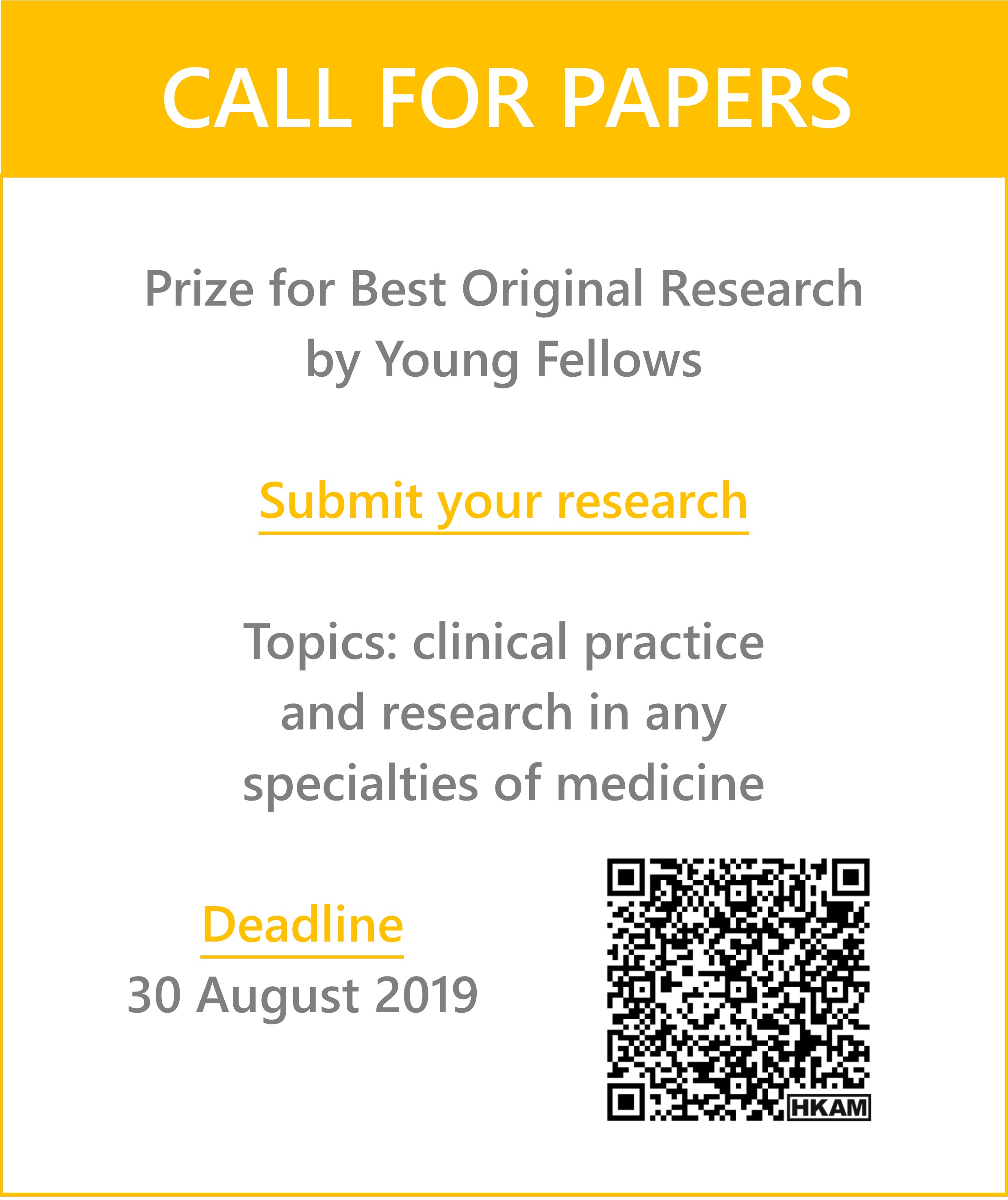 Call for Papers: Prize for Best Original Research by Young Fellows